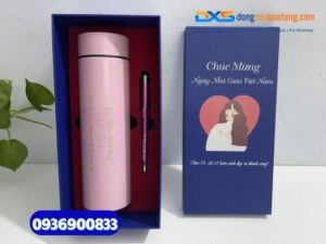 1 . Set quà tặng ( bút bấm kim loại + Bình giữ nhiệt life ) - SQX 001 In Logo 