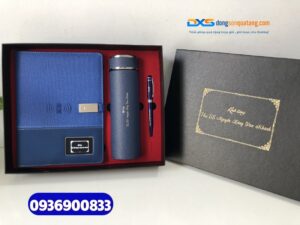 Set quà tặng Vip(  Bình giữ nhiệt+ But ký kim loại+ Sổ sạc thông minh 5in1 )- SQX 013
