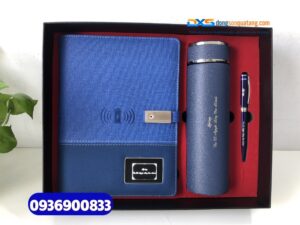 Set quà tặng Vip(  Bình giữ nhiệt+ But ký kim loại+ Sổ sạc thông minh 5in1 )- SQX 013
