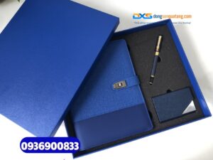 Set quà tặng đối tác nước ngoài  (Sổ tay da + Bút kim loại + Hộp namecard)-SQX 010- Quà tặng sự kiện ngoại giao