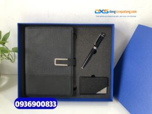Set quà tặng đối tác nước ngoài  (Sổ tay da + Bút kim loại + Hộp namecard)-SQX 010- Quà tặng sự kiện ngoại giao