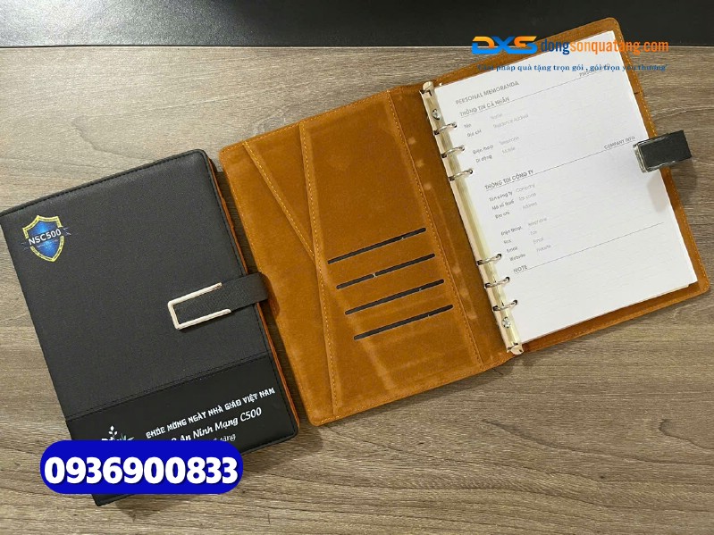 Sổ tay bìa da gập 2 khóa cài nam châm - STX 003 - in khắc logo làm quà tặng nhân viên