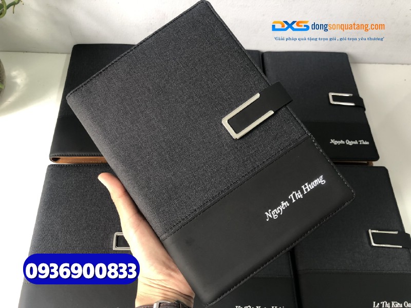 Sổ tay bìa da gập 2 khóa cài nam châm - STX 003 - in khắc logo làm quà tặng nhân viên