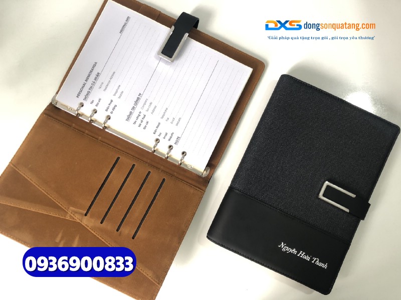 Sổ tay bìa da gập 2 khóa cài nam châm - STX 003 - in khắc logo làm quà tặng nhân viên