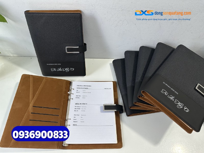 Sổ tay bìa da gập 2 khóa cài nam châm - STX 003 - in khắc logo làm quà tặng nhân viên
