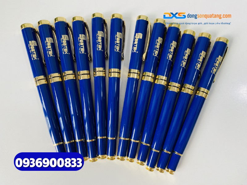 Bút ký kim loại quà tặng nắp đẩy khoen vàng - BKX 002 - khắc nội dung theo yêu cầu