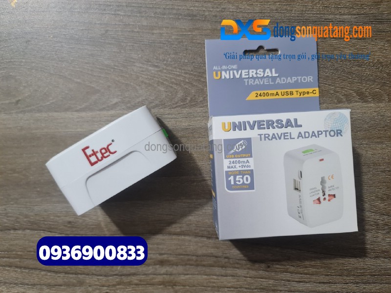 ổ cắm điện du lịch in logo Công Ty ngành du lịch , lữ hành quà tặng quảng cáo thương hiệu 