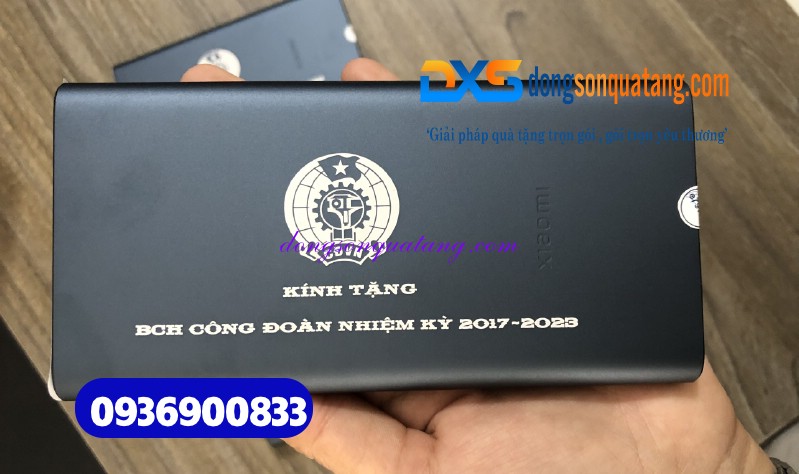 Pin sạc dự phòng Xiaomi chính hãng  10.000 mAh , màu xanh - khắc BCH Công Đoàn 