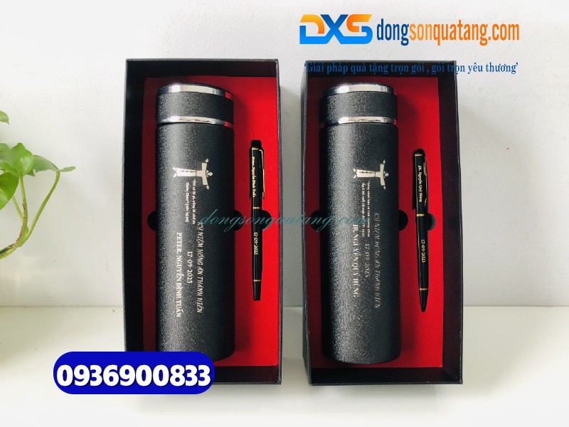 Bộ quà tặng Bình giữ nhiệt & Bút - In khắc nội dung Đạo Công Giáo