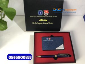 Set quà tặng Cán Bộ Đoàn ( Hộp name card+Bút kim loại cao cấp )- SQX 020 |  In ấn logo ĐTN Đại Học Luật