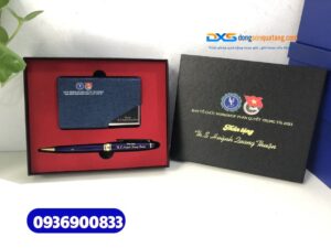 Set quà tặng Cán Bộ Đoàn ( Hộp name card+Bút kim loại cao cấp )- SQX 020 |  In ấn logo ĐTN Đại Học Luật
