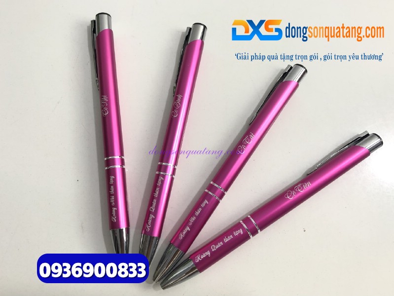 Bút bi kim loại Màu hồng - Khắc nội dung Tri ân Thầy cô 20-11 