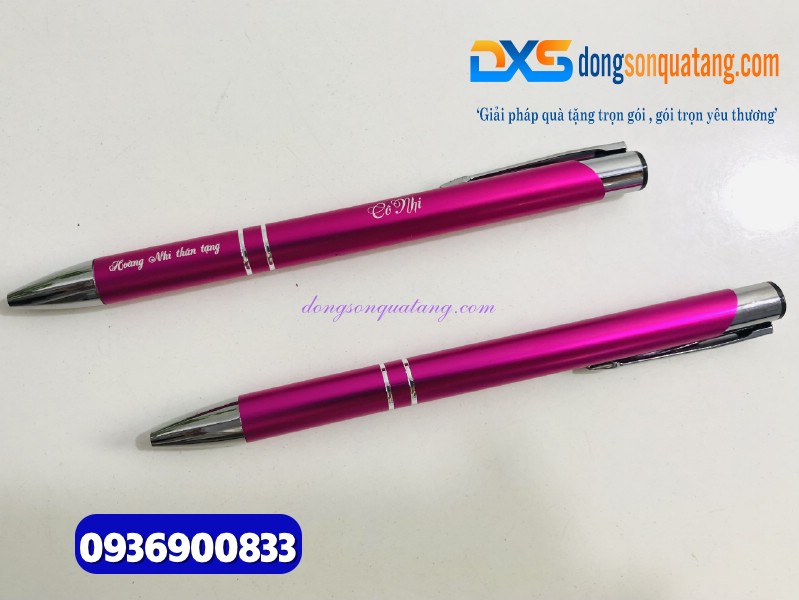 Bút bi kim loại Màu hồng - Khắc nội dung Tri ân Thầy cô 20-11 