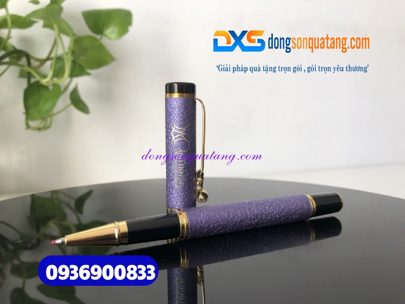 Bút  ký kim loại cao cấp màu tím , đầu rồng, nhám sần -BKX 009 - Khắc logo ANH DENTAL 