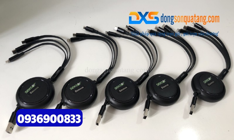 Dây cáp sạc 3 trong 1 in logo Công Ty BarTender 