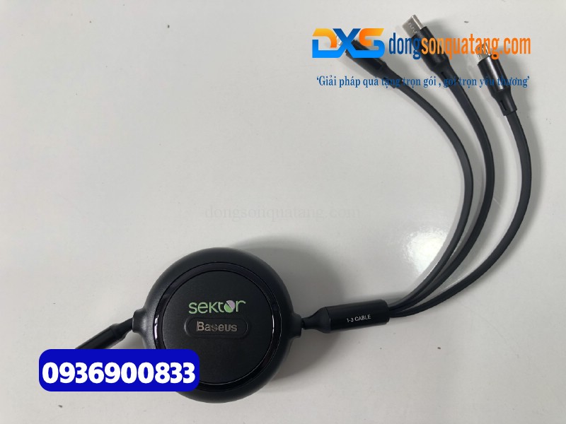 Dây cáp sạc 3 trong 1 in logo Công Ty BarTender 