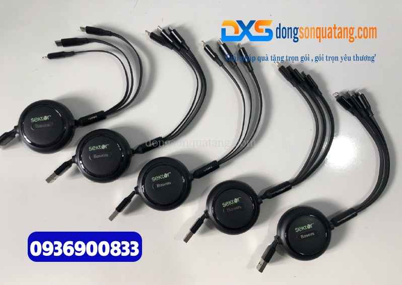 Dây cáp sạc 3 trong 1 in logo Công Ty BarTender 