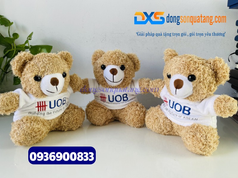 Gấu Bông Teddy màu nâu  Thêu Hình Logo Ngân Hàng UOB