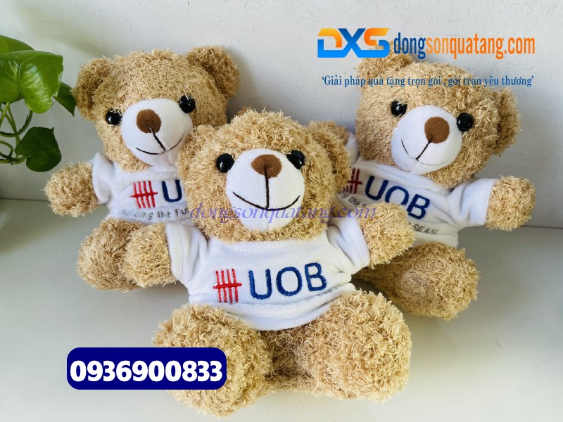 Gấu Bông Teddy màu nâu  Thêu Hình Logo Ngân Hàng UOB