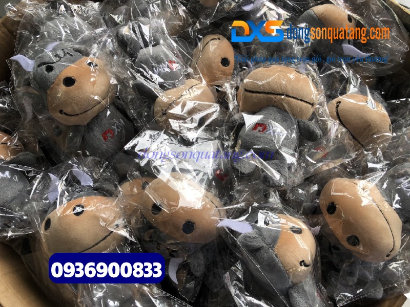 Gấu bông mini thêu hình logo Công Ty XM 