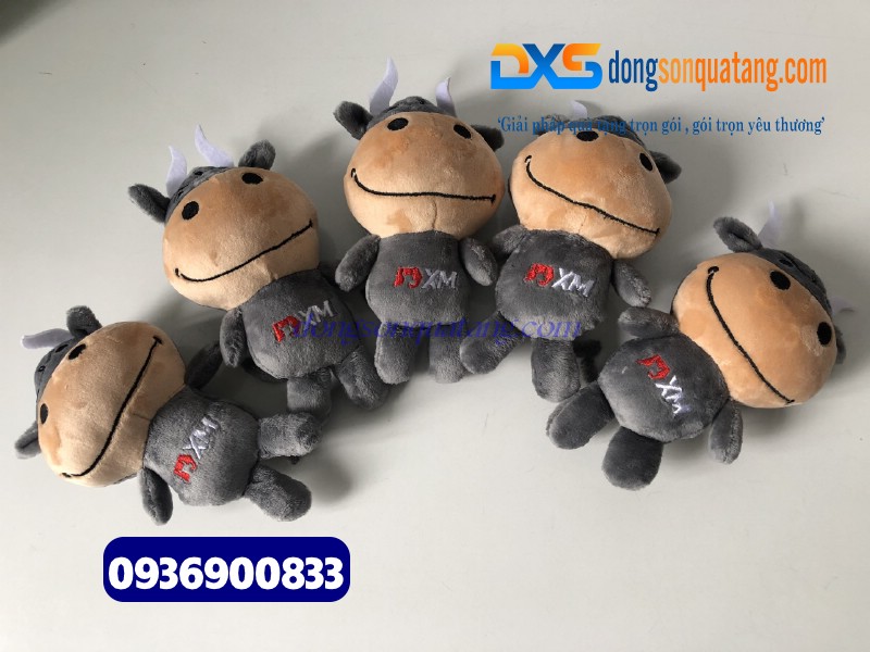 Gấu bông mini thêu hình logo Công Ty XM 