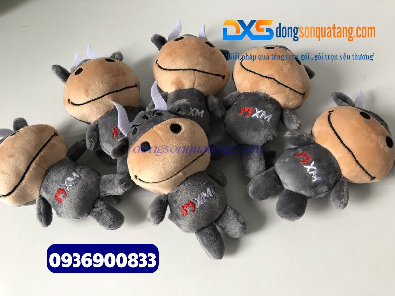 Gấu bông mini thêu hình logo Công Ty XM 