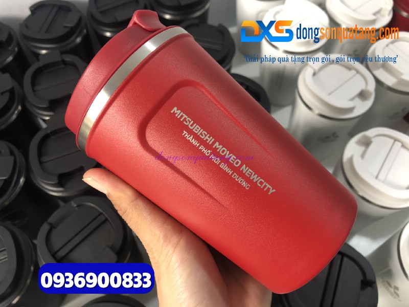 Ly giữ nhiệt Coffe Mug 380ml - màu đỏ -Khắc logo MITSUBISHI MOTOR 