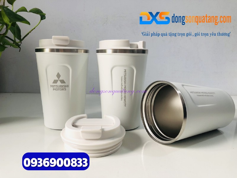 Ly giữ nhiệt Coffe Mug 380ml - màu trắng -Khắc logo MITSUBISHI MOTOR 