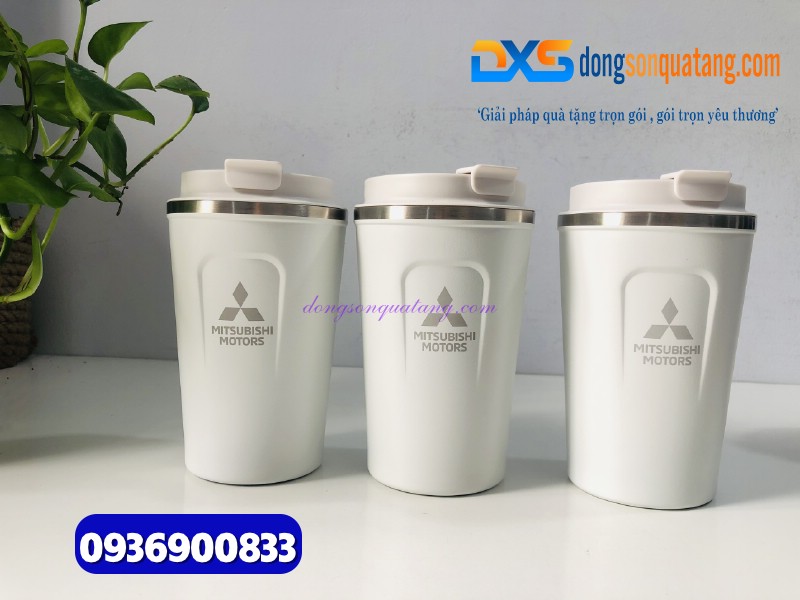 Ly giữ nhiệt Coffe Mug 380ml - màu trắng -Khắc logo MITSUBISHI MOTOR 