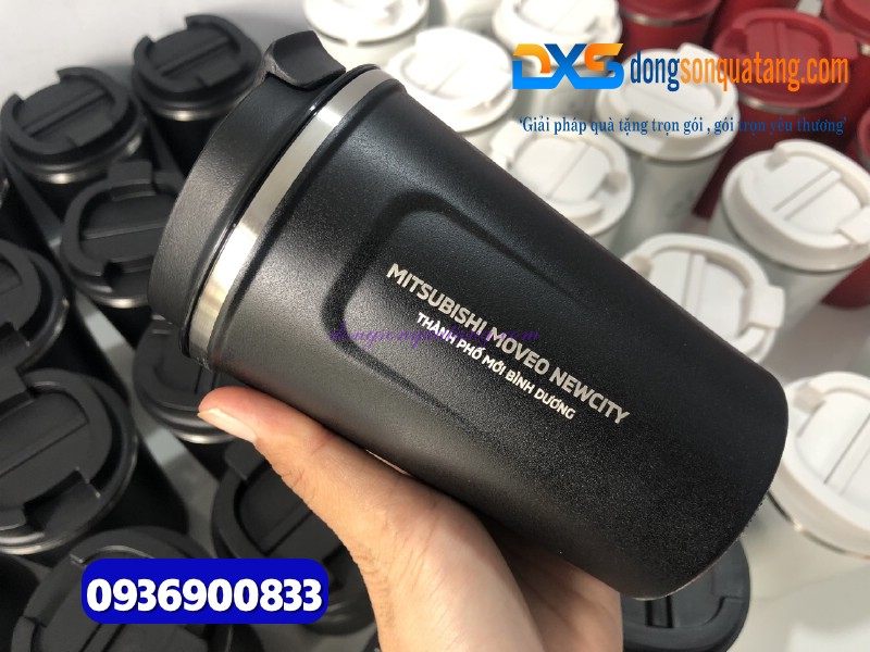 Ly giữ nhiệt Coffe Mug 380ml - màu đen -Khắc logo MITSUBISHI MOTOR 