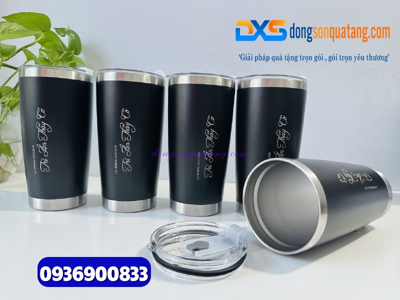 Ly giữ nhiệt 600ml Màu đen - Khắc logo làm quà tặng quảng cáo