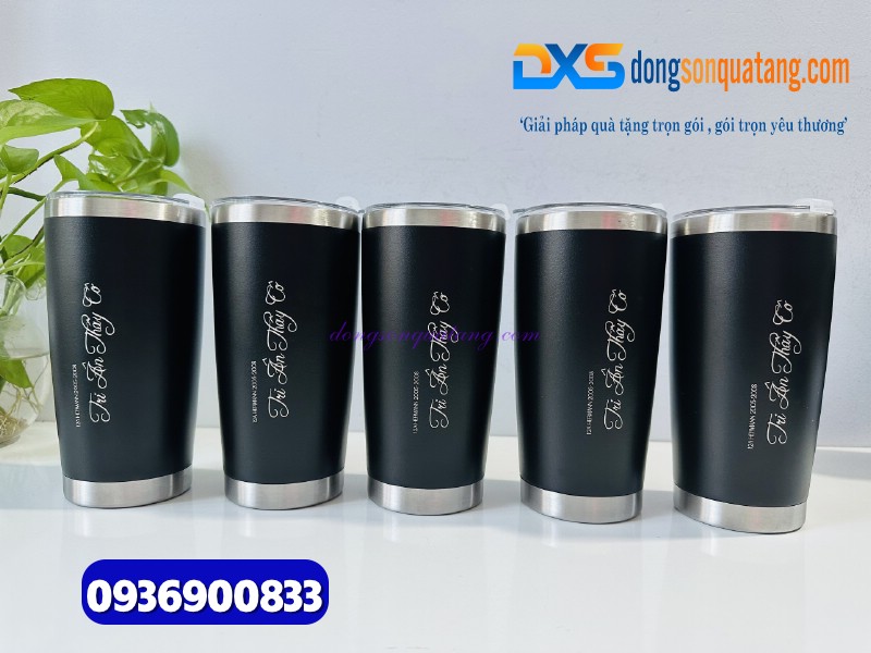 Ly giữ nhiệt 600ml Màu đen - Khắc logo làm quà tặng quảng cáo