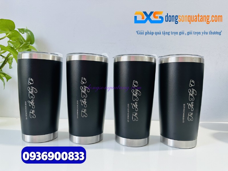Ly giữ nhiệt 600ml Màu đen - Khắc logo làm quà tặng quảng cáo