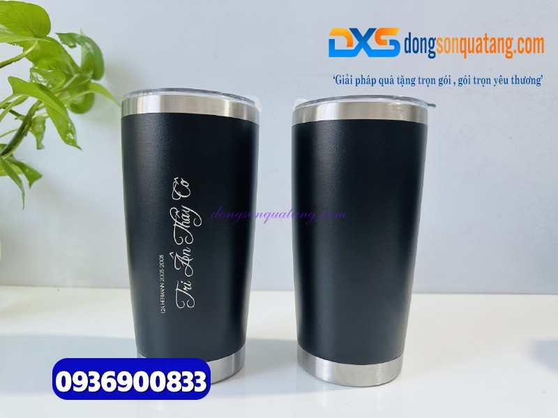 Ly giữ nhiệt 600ml Màu đen - Khắc logo làm quà tặng quảng cáo