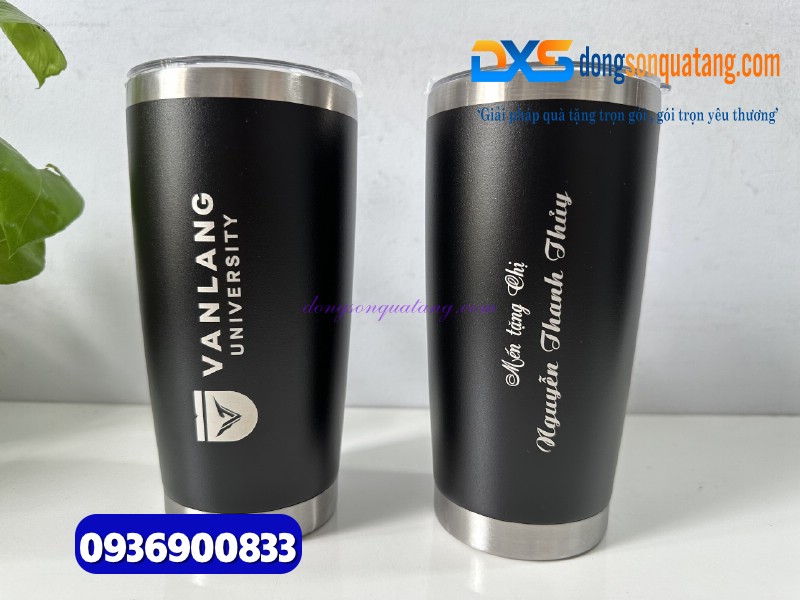Ly giữ nhiệt 600ml Màu đen - Khắc logo làm quà tặng quảng cáo