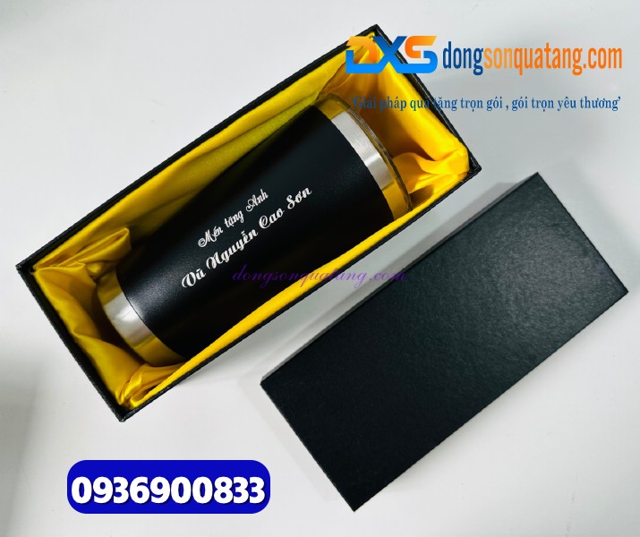 Ly giữ nhiệt 600ml Màu đen - Khắc logo làm quà tặng quảng cáo