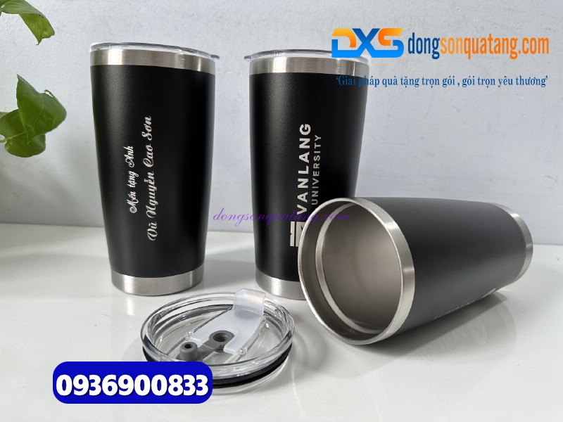 Ly giữ nhiệt 600ml Màu đen - Khắc logo làm quà tặng quảng cáo