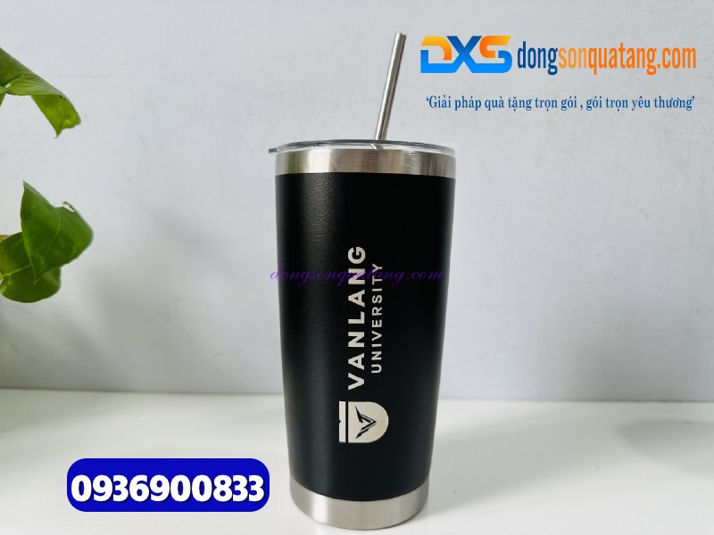 Ly giữ nhiệt 600ml Màu đen - Khắc logo làm quà tặng quảng cáo