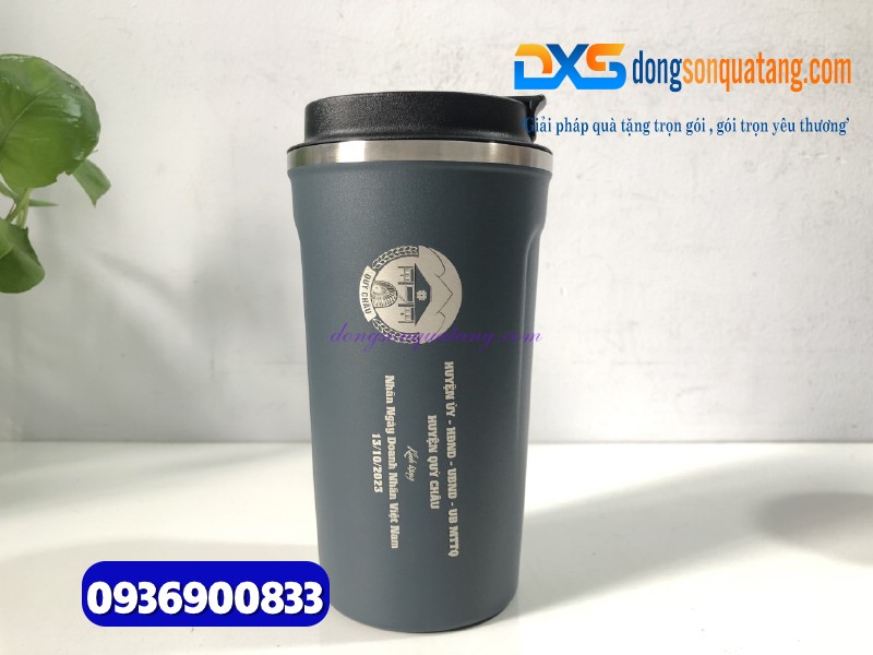 Ly giữ nhiệt - 510ml-màu xanh - Khắc nội dung Tri ân ngày doanh nhân Việt Nam 13-10 