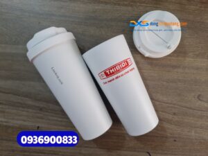 Set quà tết in logo ( Sổ tay bìa còng+ Ly giữ nhiệt chính hãng LocknLock ) in khắc Logo doanh nghiep THIBIDI 