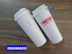 Set quà tết in logo ( Sổ tay bìa còng+ Ly giữ nhiệt chính hãng LocknLock ) in khắc Logo doanh nghiep THIBIDI 