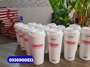 Set quà tết in logo ( Sổ tay bìa còng+ Ly giữ nhiệt chính hãng LocknLock ) in khắc Logo doanh nghiep THIBIDI 