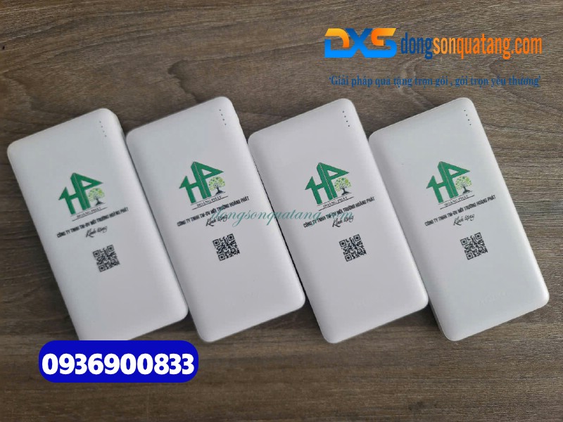 Pin sạc dự phòng hoco pk-01 10.000mah , màu trắng - In logo Khách hàng Công Ty Hoàng Phát