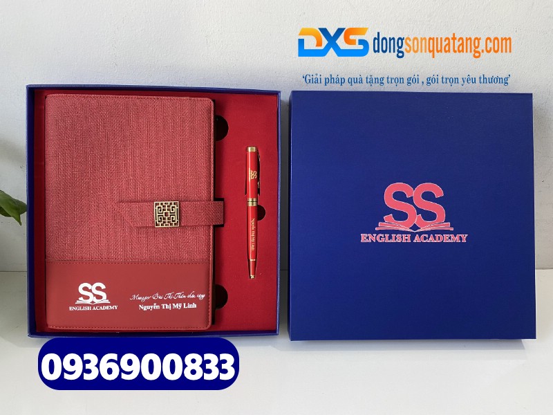Bộ Giftset Quà Tặng 2 sản phẩm màu đỏ - In logo Công Ty SS
