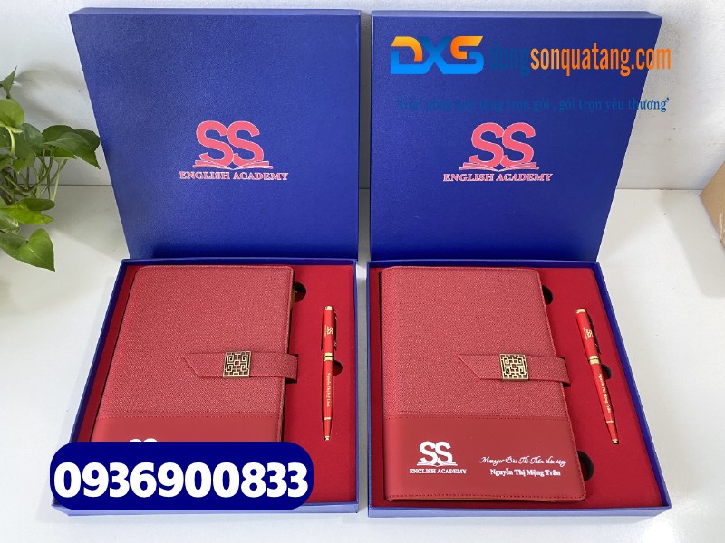 Bộ Giftset Quà Tặng 2 sản phẩm màu đỏ - In logo Công Ty SS