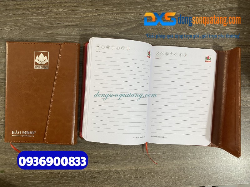  Sổ tay dán gáy gập 3 Màu nâu - Ép kim logo Bảo hiểm Bảo Minh - dongsongifts