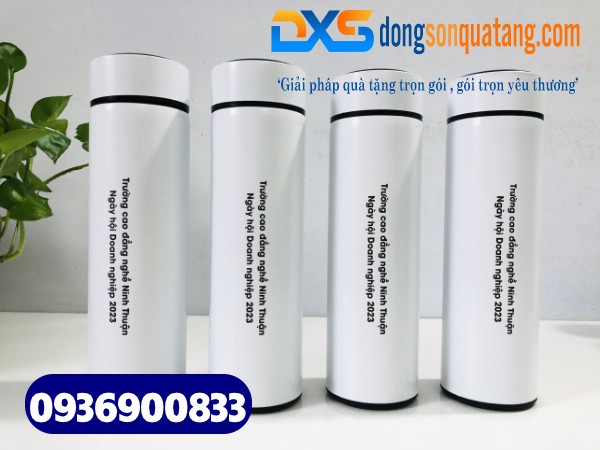 Bình Giữ Nhiệt Màu Trắng In Logo Cho Trường Cao Đẳng Nghề Ninh Thuận