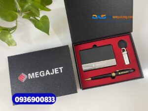 Set quà tặng nhân viên văn phòng ( Usb + Hộp namecard + Bút kim loại )- SQX 021| In logo MEGAJET