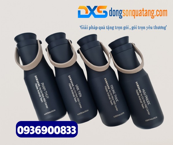 Bình giữ nhiệt Lock&Lock quai xach 470ml LHC4202 in khắc logo SAM SUNG 
