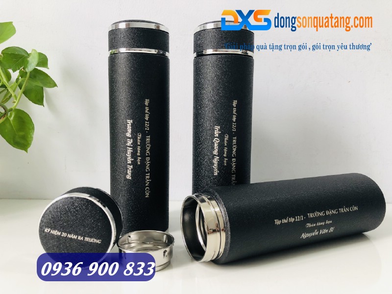 Bình Giữ Nhiệt Nhám Cao Cấp Màu Đen Dung Tích 500ml In Nội Dung Tri Ân Thầy Cô